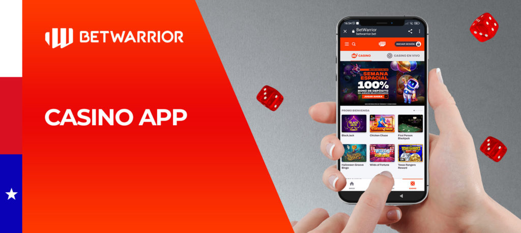 Todos los juegos de casino en la aplicación móvil de Betwarrior Chile