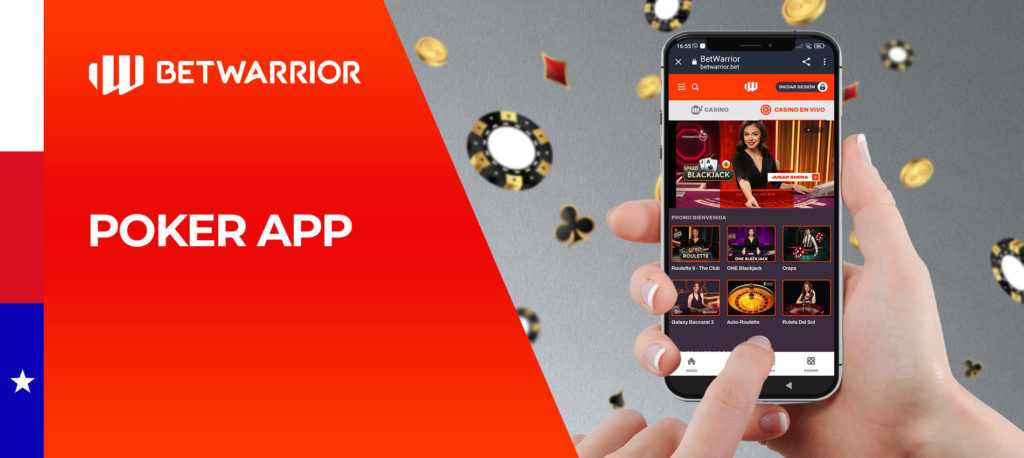 Póker y otros juegos de cartas en la aplicación móvil de Betwarrior Chile