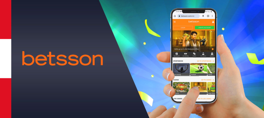 Interfaz de la aplicación móvil de Betsson para android