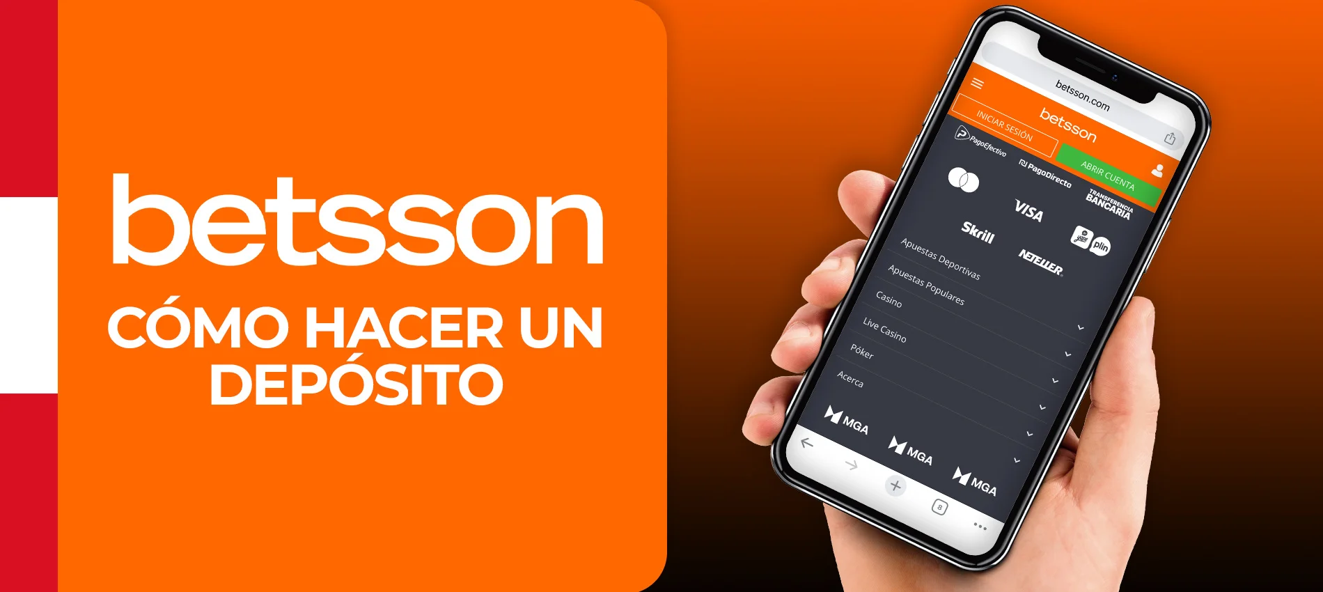 Instrucciones para depositar fondos en Betsson