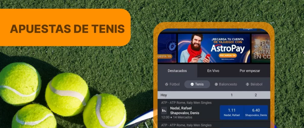 En la plataforma puedes ver las retransmisiones y hacer apuestas en un montón de partidos de tenis