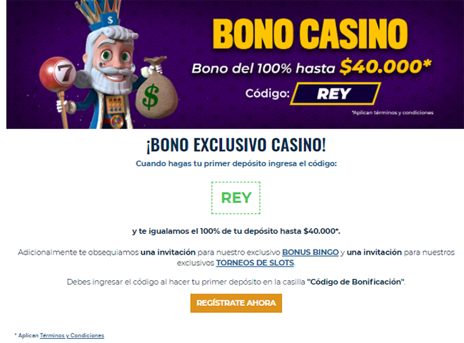 Bono de Casino ¡Hasta 40.000 COP + eventos gratis!