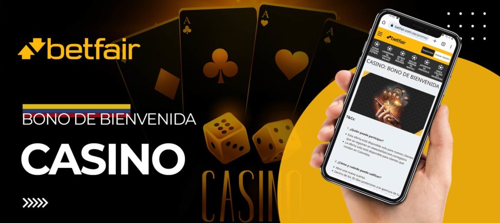Bono de bienvenida al casino en la versión móvil de Betfair en Colombia