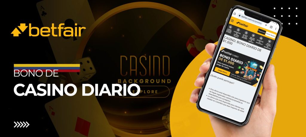 Bono diario de casino en la versión móvil del sitio web de Betfair en Colombia