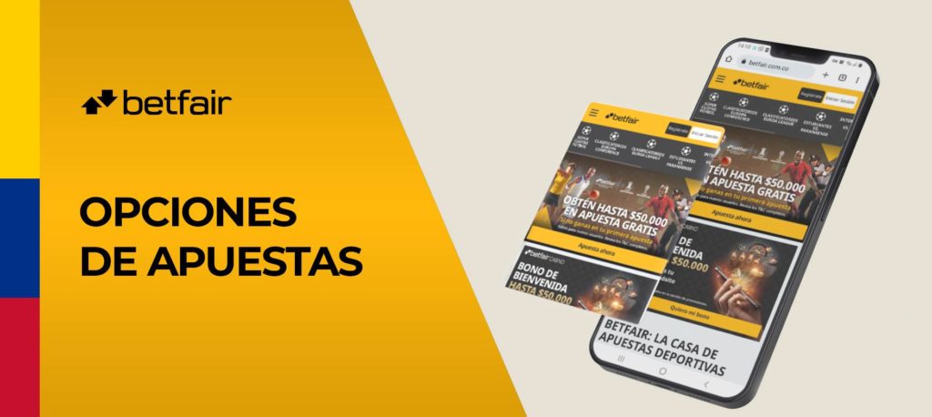 Resumen del mercado de apuestas deportivas en la casa de apuestas Betfair en Colombia