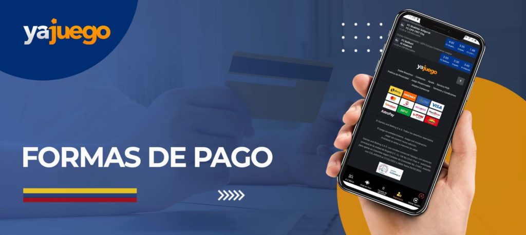 Todos los métodos de pago y retiro en la aplicación móvil de Yajuego en Colombia