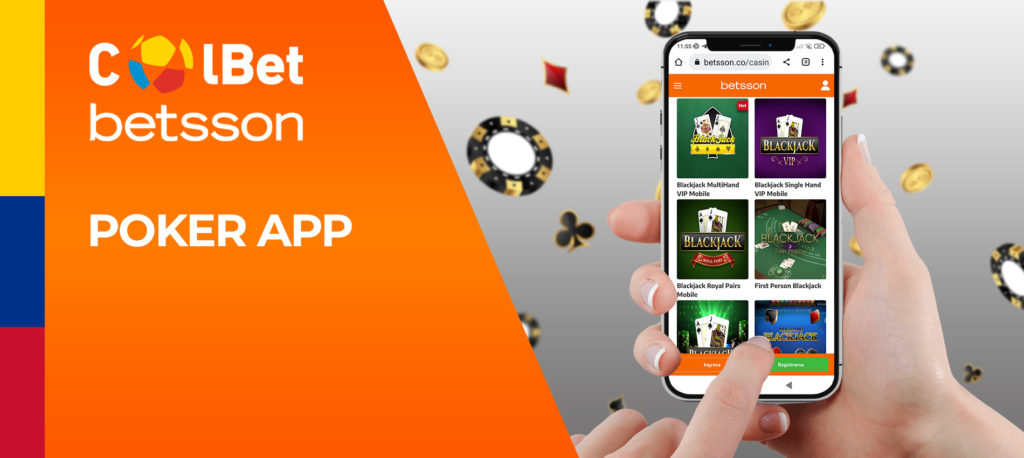 Póquer y otros juegos de cartas en la aplicación móvil Colbet para Android