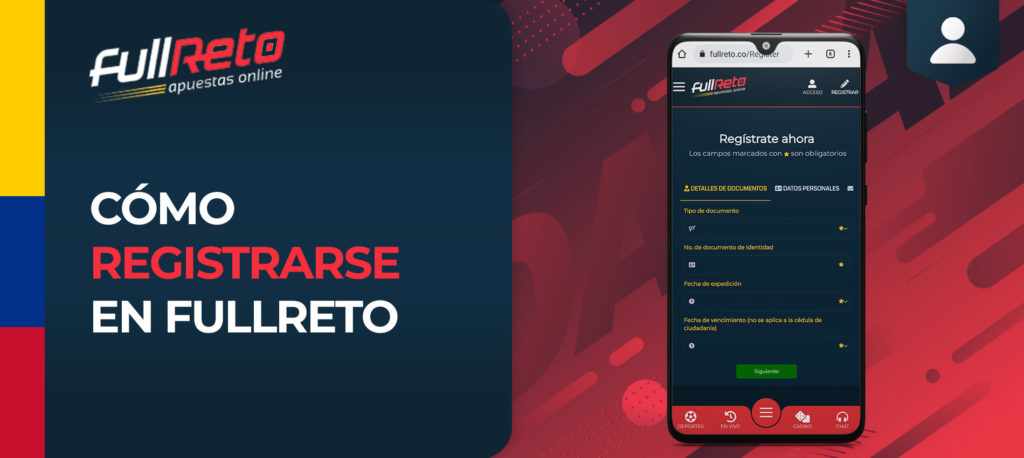Instrucciones paso a paso para registrarse en la aplicación Android de Fullreto