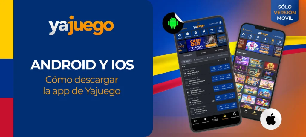 Capturas de pantalla de la aplicación móvil de Yajuego en Colombia