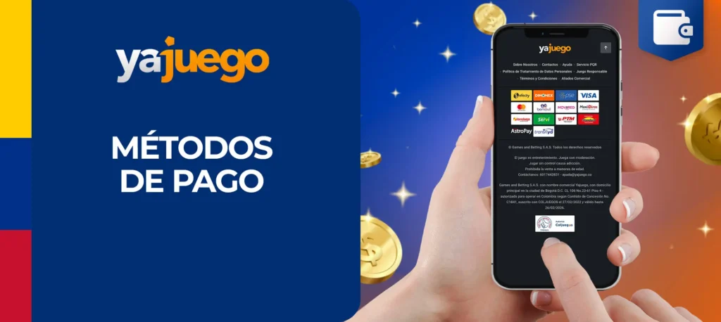 Métodos de pago en la app móvil de Yajuego